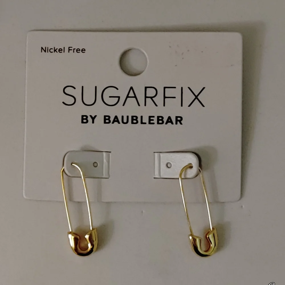 Sugarfix by Baublebar Gold Safety Pin Threaded Earrings Gold Tone
